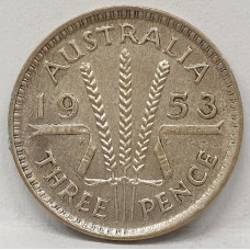 AUSTRALIA 1953 . THREEPENCE . aUNCIRCULATED